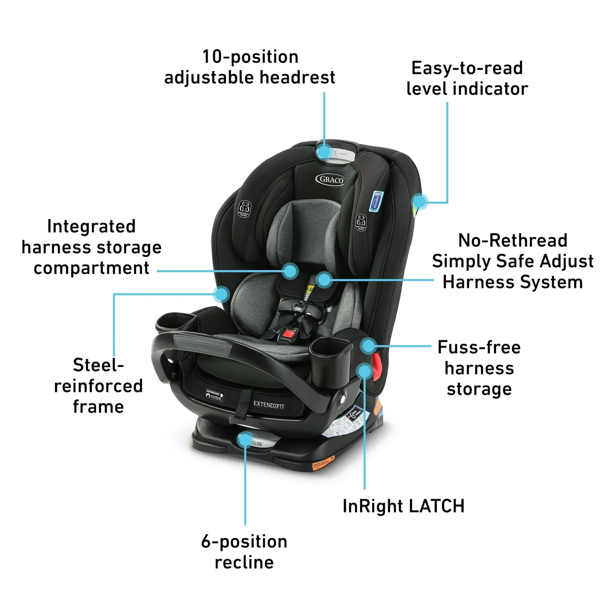 Extend2Fit® 3-In-1 Car Seat Featuring Anti-Rebound Bar