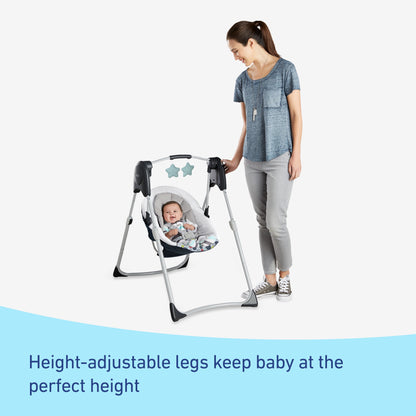 Slim Spaces Compact Baby Swing, Adjustable Height, Reign