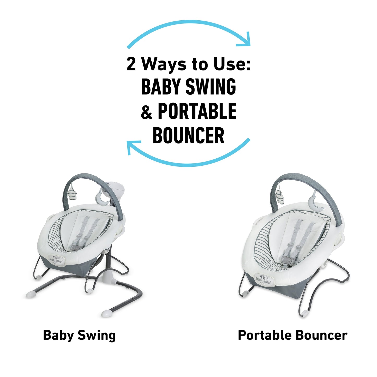 Soothe 'N Sway LX Baby Swing with Portable Bouncer, Derby Grey, Infant