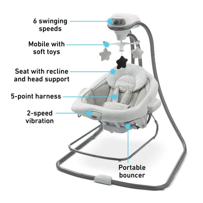 Duetconnect LX Infant Baby Swing and Bouncer, Perfect for Newborns to Toddlers, Redmond