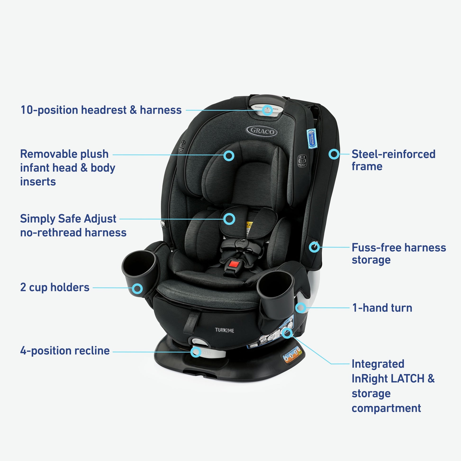 Turn2Me 3-In-1 Car Seat, Rotating Convertible Car Seat, Easy Installation, Cambridge