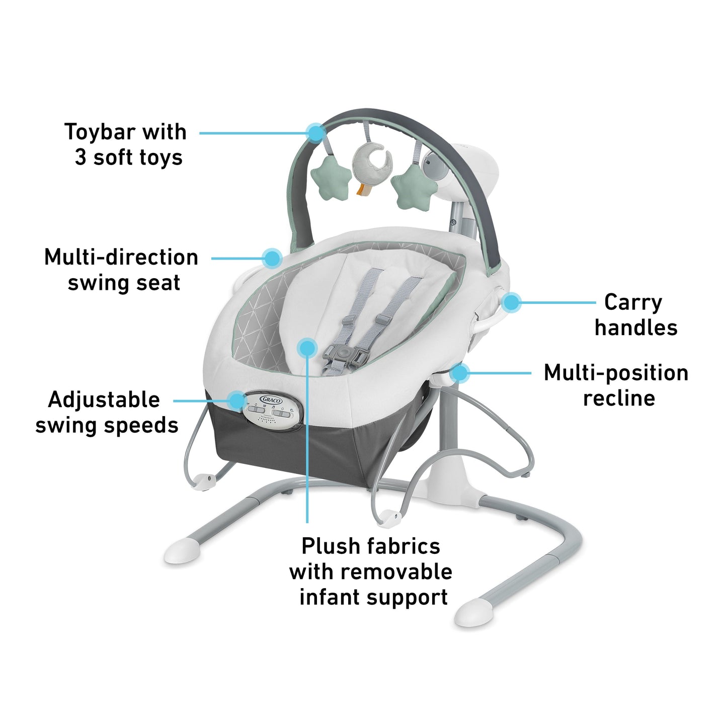 Soothe 'N Sway LX Baby Swing with Portable Bouncer, Derby Grey, Infant