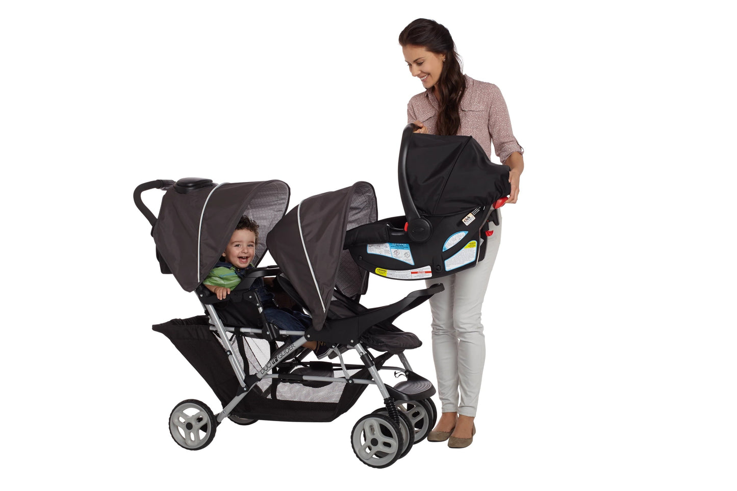 Duoglider Click Connect Double Stroller, Glacier, 27.37 Lbs