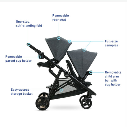 Ready2Grow 2.0 Double Infant Stroller, Unisex, Rafa, 1 Count