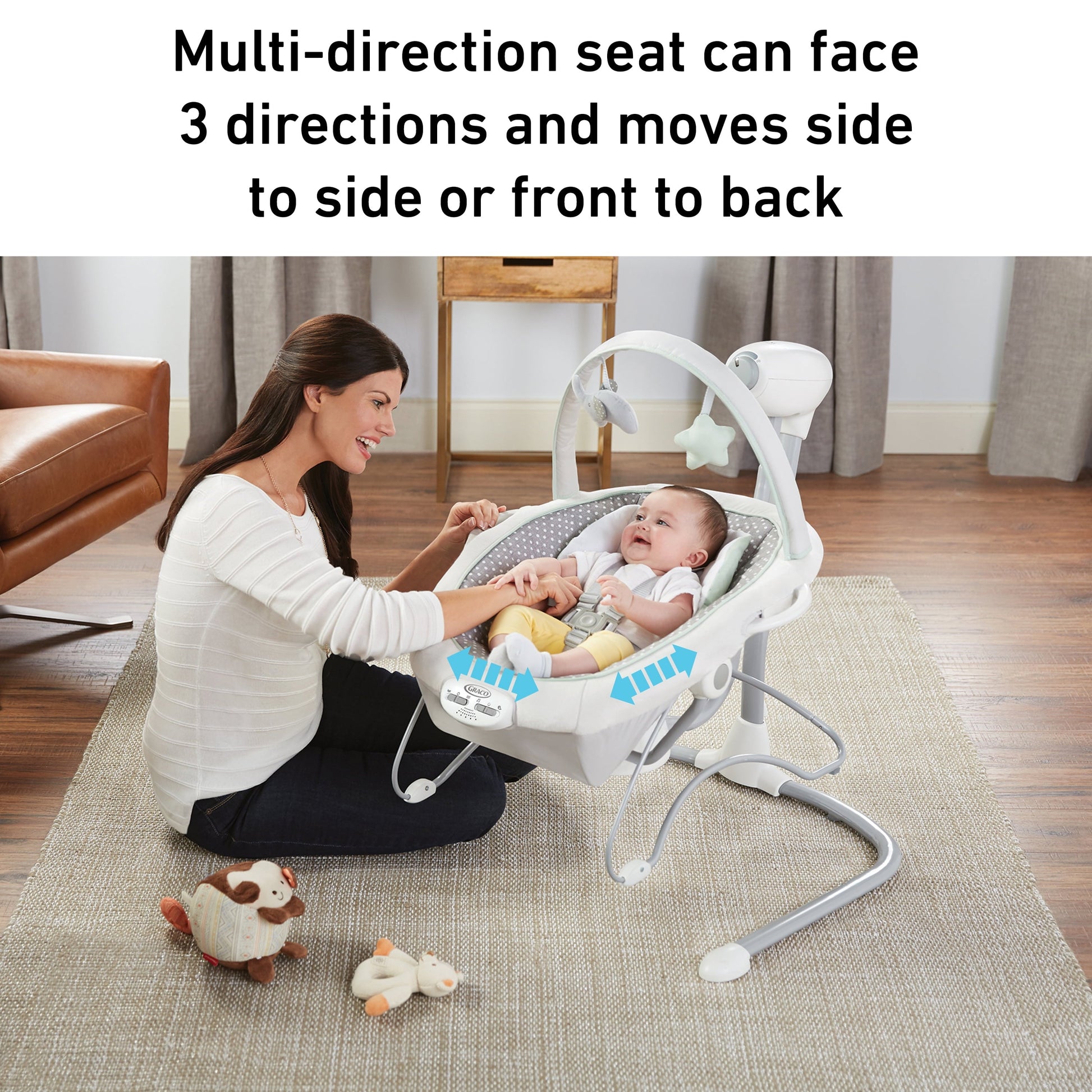 Soothe 'N Sway LX Baby Swing with Portable Bouncer, Derby Grey, Infant