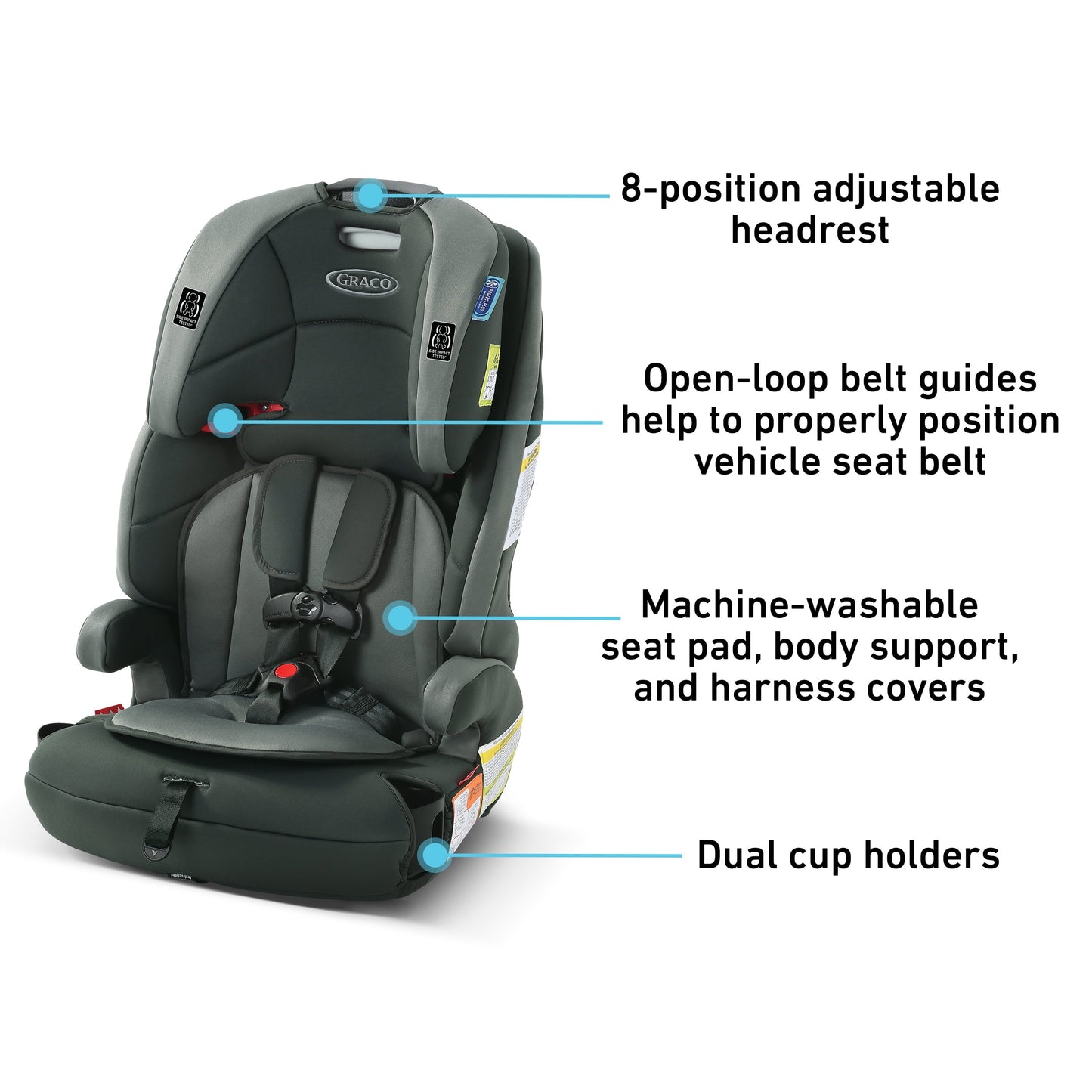 Wayz 3-In-1 Harness Forward Facing Booster Toddler Car Seat, Saville