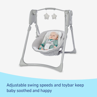 Slim Spaces Compact Baby Swing, Adjustable Height, Reign