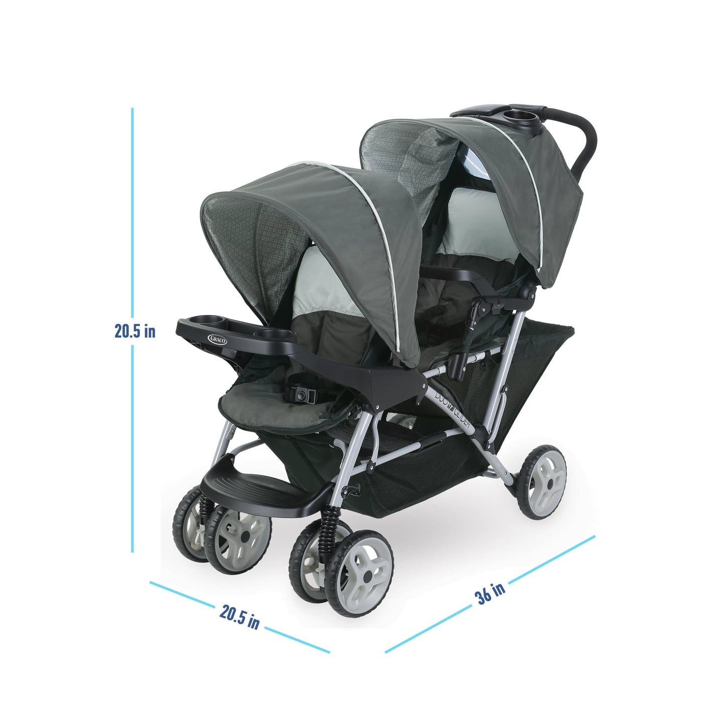 Duoglider Click Connect Double Stroller, Glacier, 27.37 Lbs