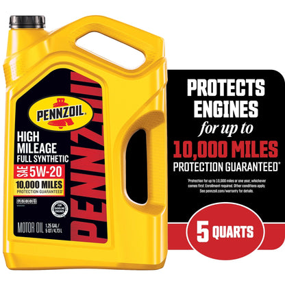 High Mileage Full Synthetic 5W-20 Motor Oil, 5 Quart