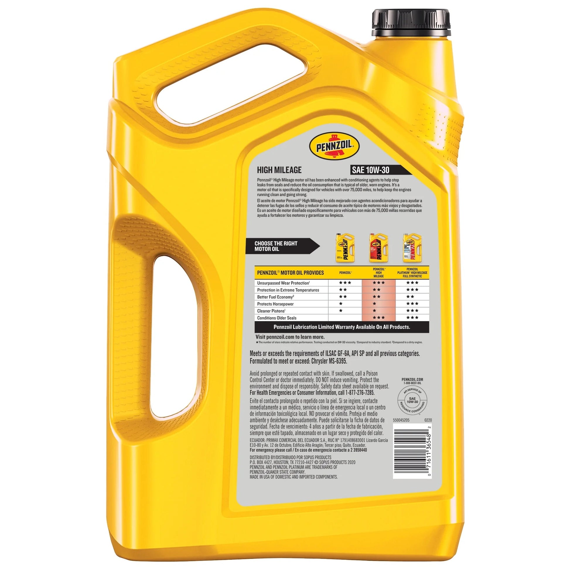 High Mileage 10W-30 Motor Oil, 5 Quart