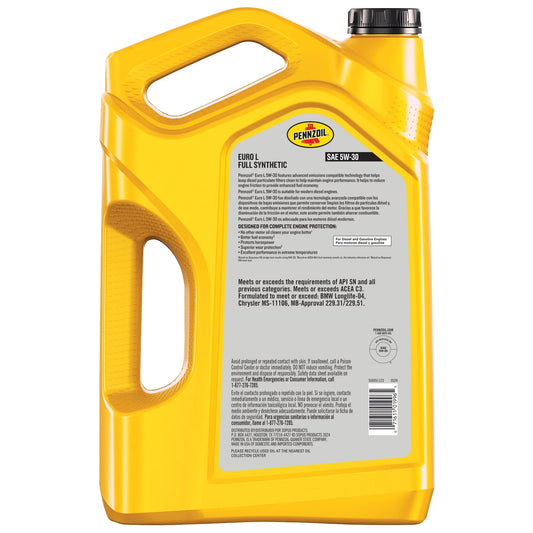 Platinum Euro L Full Synthetic 5W-30 Motor Oil, 5 Quart