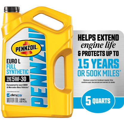 Platinum Euro L Full Synthetic 5W-30 Motor Oil, 5 Quart