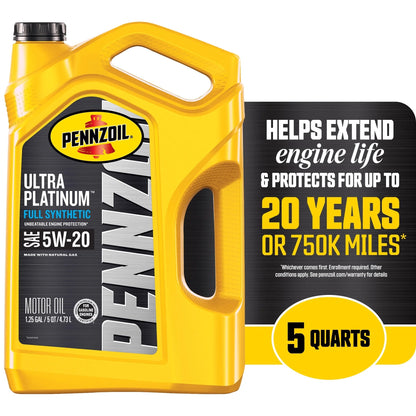 Ultra Platinum Full Synthetic 5W-20 Motor Oil, 5 Quart (3 Pack)