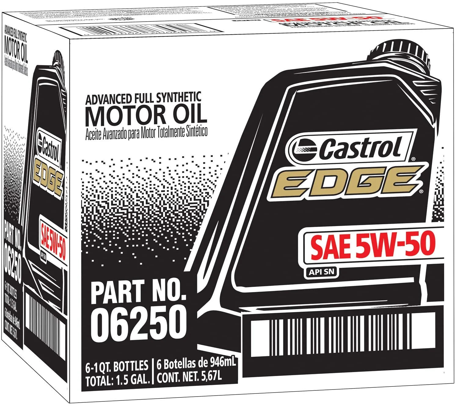 Edge Advanced Full Synthetic Motor Oil 5W-50, 1 Quart, 6 Pack