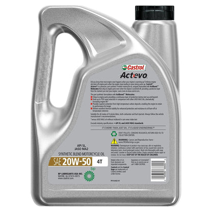 Actevo 4T 20W-50 Part Synthetic Motorcycle Oil, 1 Gallon