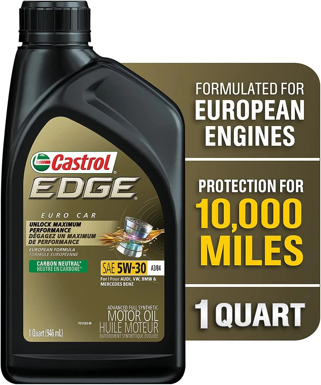 06037 EDGE A3/B4 5W-30 Advanced Full Synthetic Motor Oil, 1 Quart, 6 Pack