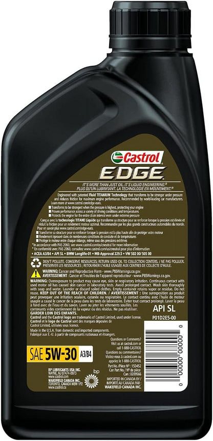 06037 EDGE A3/B4 5W-30 Advanced Full Synthetic Motor Oil, 1 Quart, 6 Pack