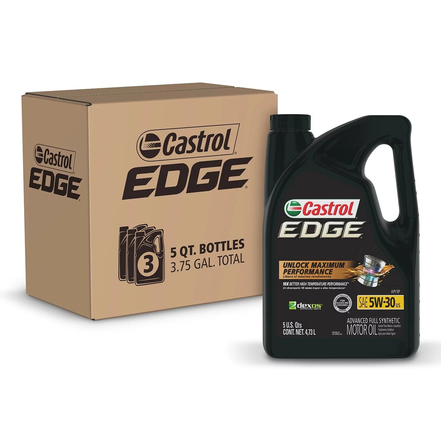 Edge 5W-30 Advanced Full Synthetic Motor Oil, 5 Quarts, Case of 3