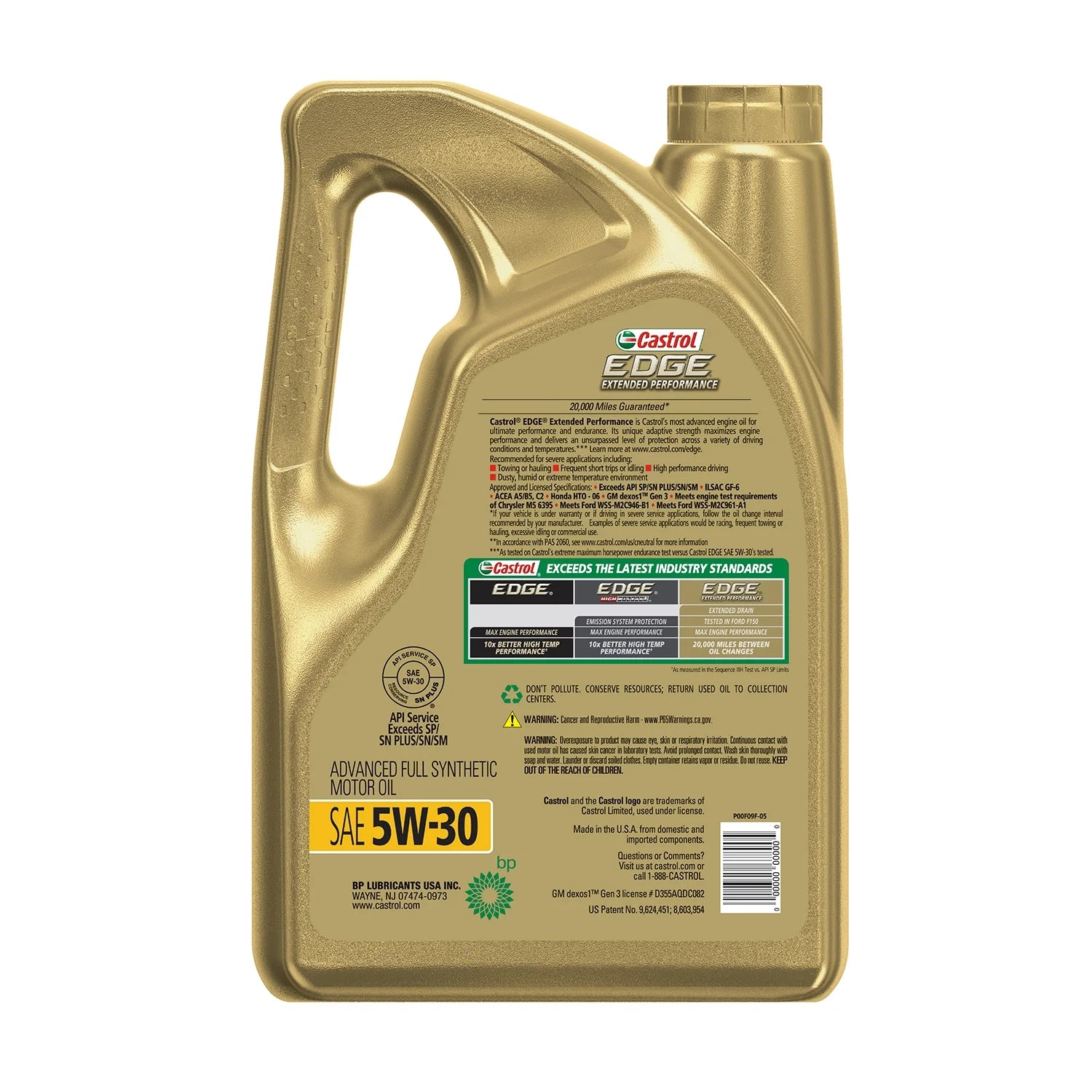 Edge Extended Performance 5W-30 Advanced Full Synthetic Motor Oil, 5 Quarts, Case of 3