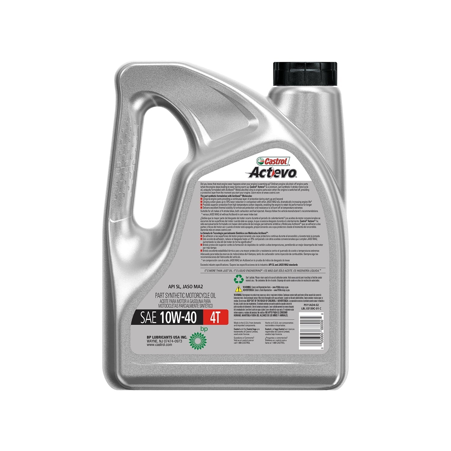 Actevo 4T 10W-40 Part Synthetic Motorcycle Oil, 1 Gallon