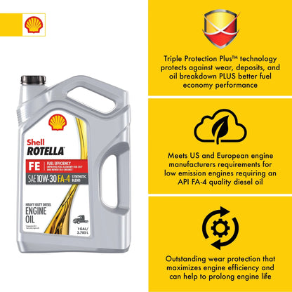 Shell  T5 FE 10W-30 Synthetic Blend Diesel Engine Oil, 1 Gallon