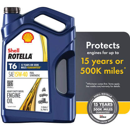 Shell  T6 Full Synthetic 15W-40 Diesel Engine Oil, 1 Gallon