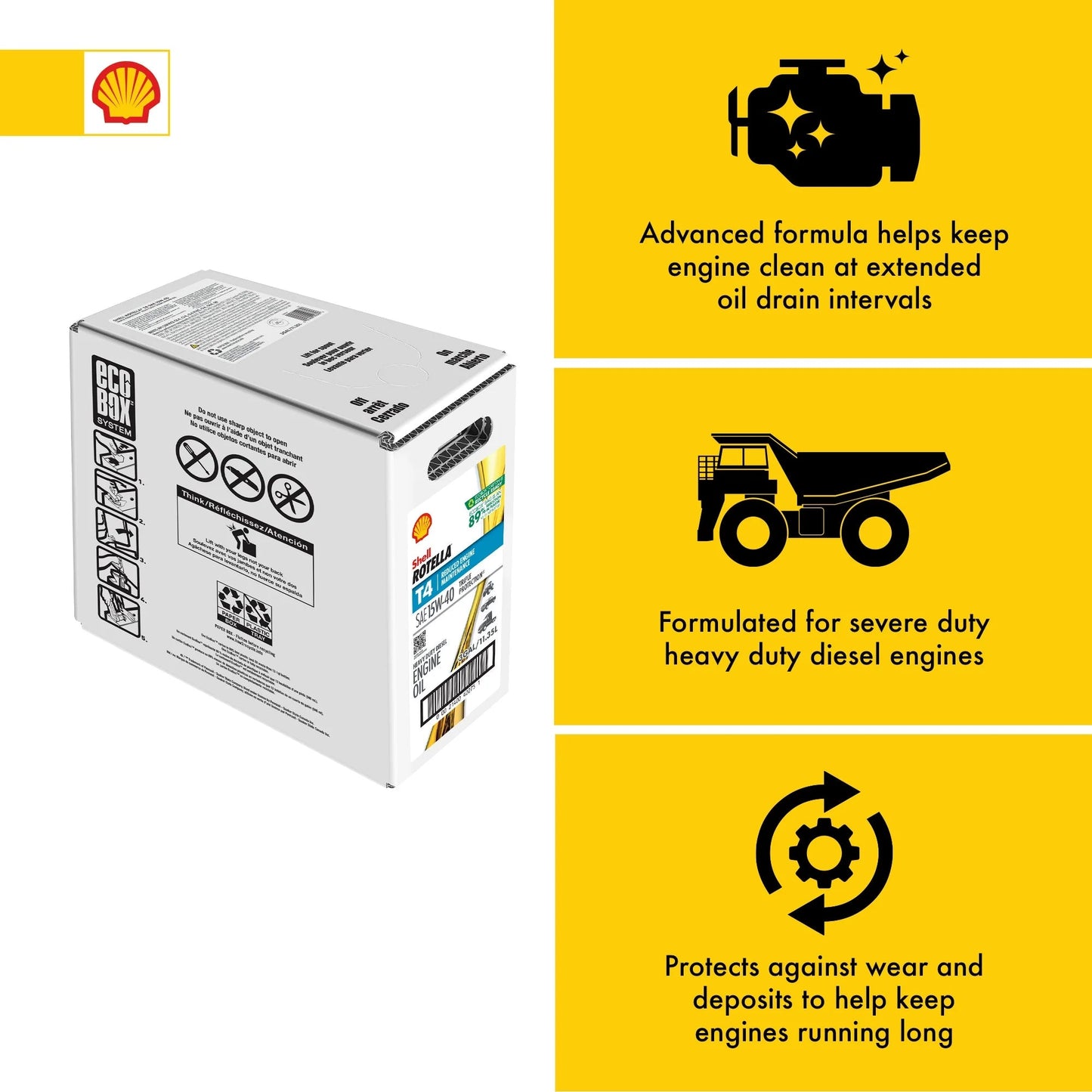 Shell  T4 Triple Protection 15W-40 Diesel Engine Oil, 3 Gallon