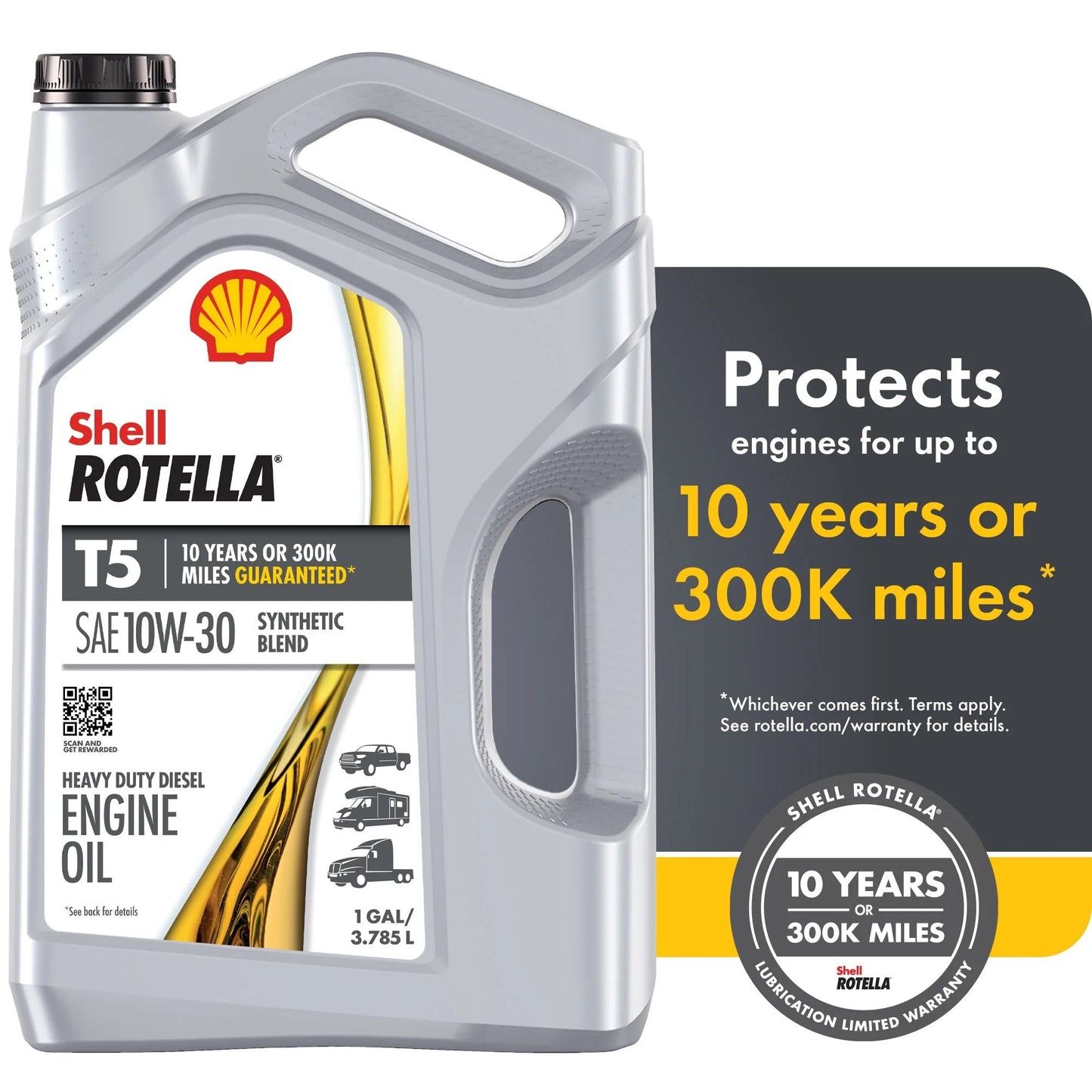 Shell  T5 Synthetic Blend 10W-30 Motor Oil, 1 Gallon (3 Pack)