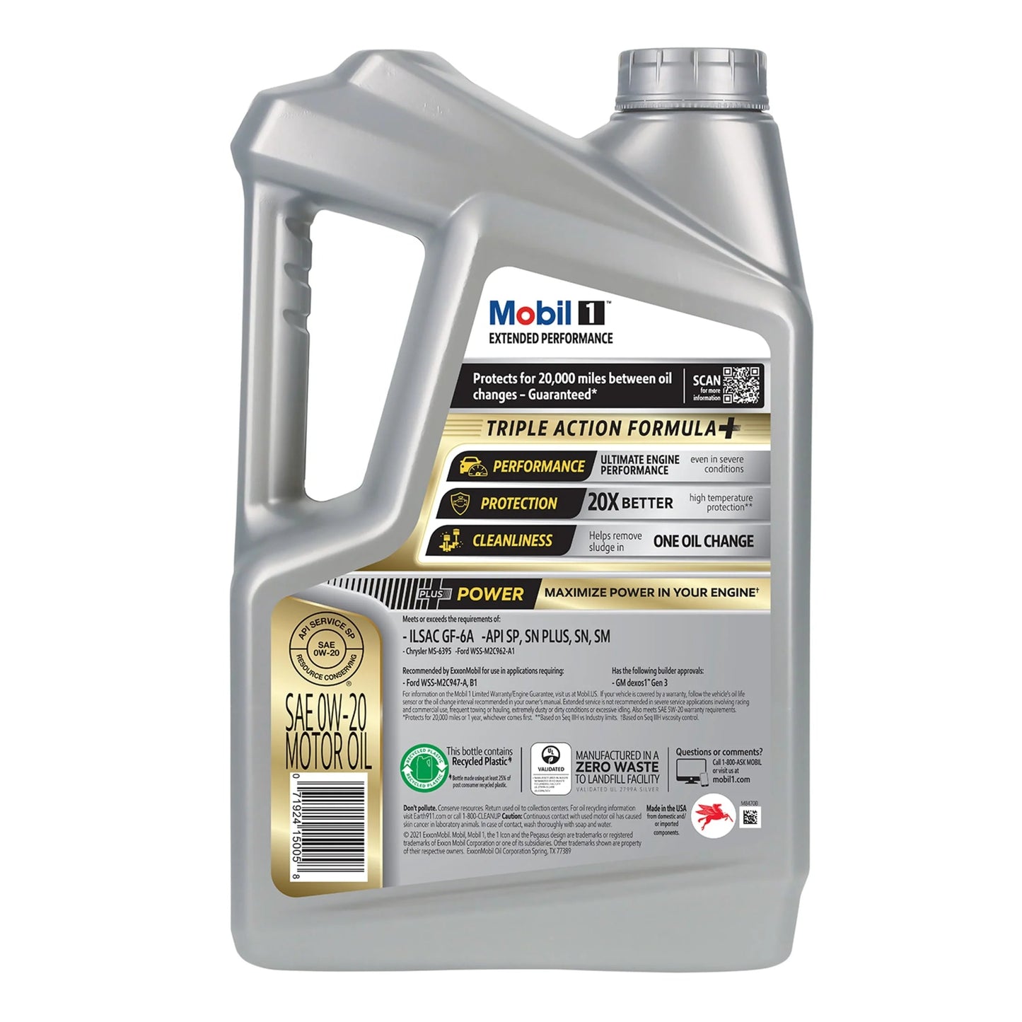 Extended Performance Full Synthetic Motor Oil 0W-20, 5 Quart (Pack of 3)