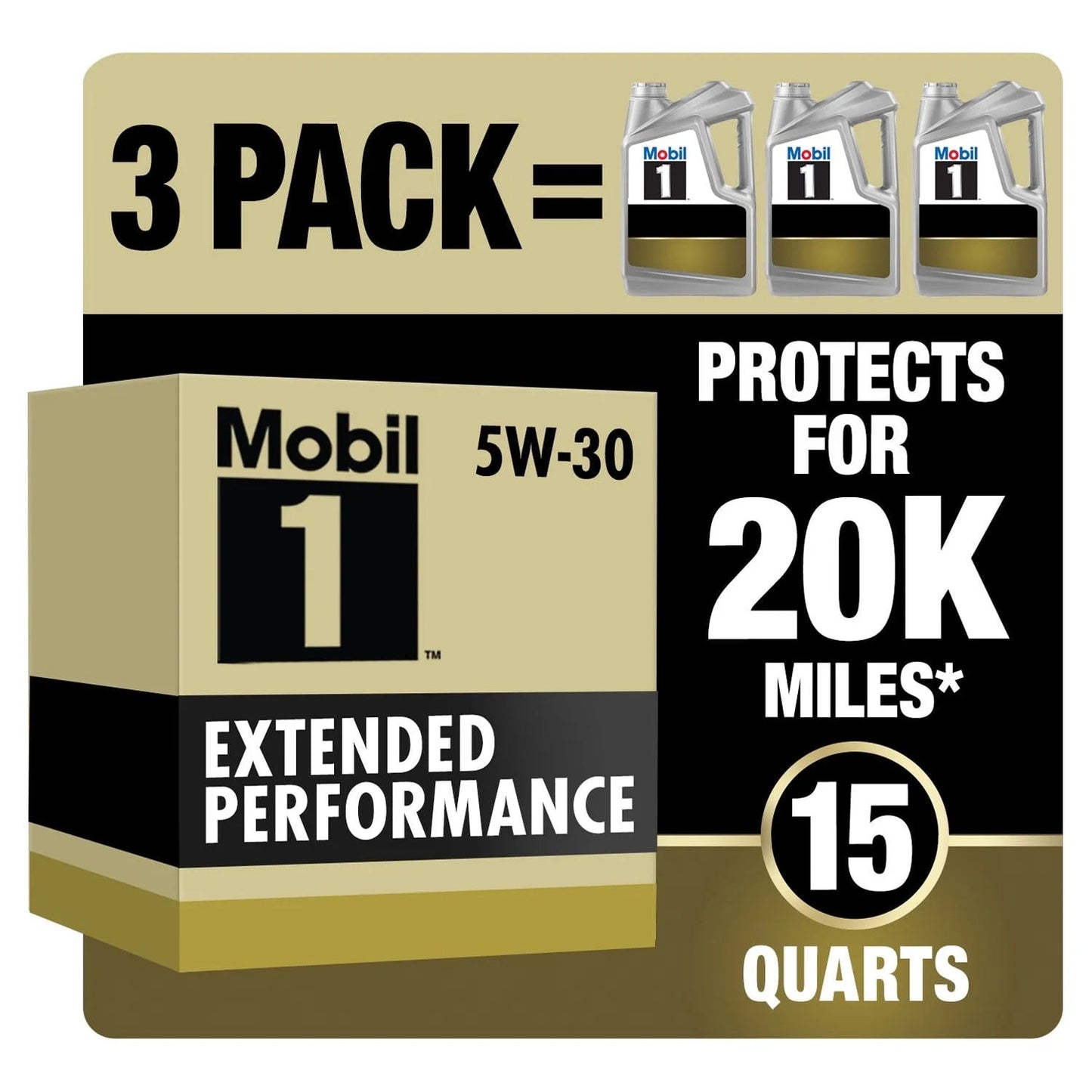 Extended Performance Full Synthetic Motor Oil 5W-30, 5 Quart (3 Pack)