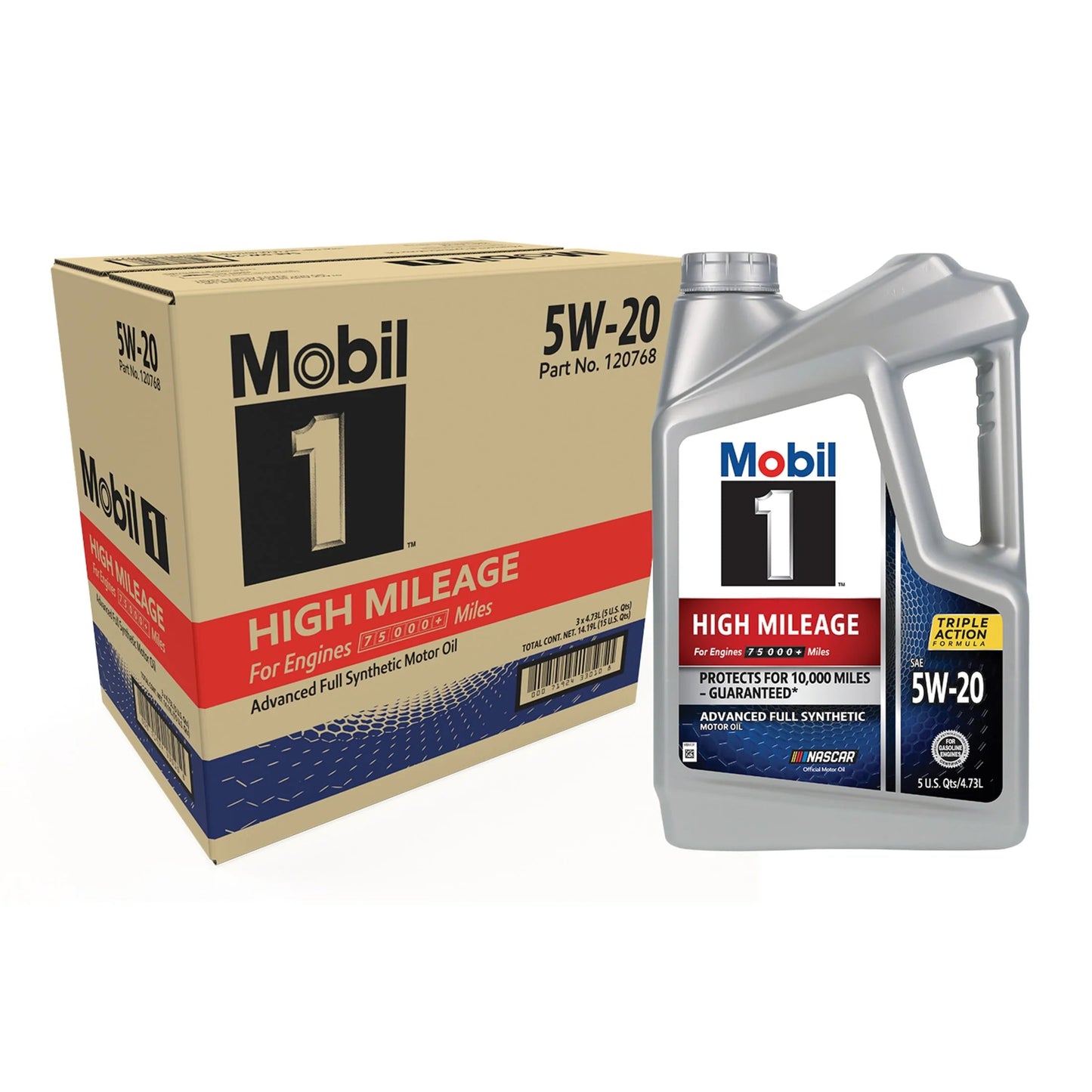 High Mileage Full Synthetic Motor Oil 5W-20, 5 Quart (Pack of 3)