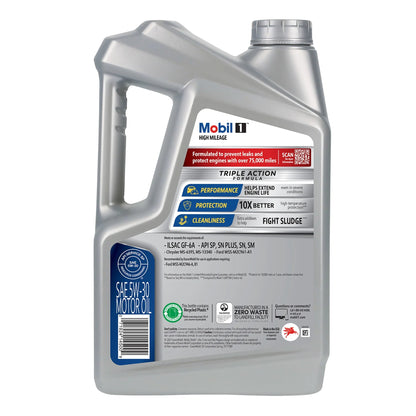 High Mileage Full Synthetic Motor Oil 5W-30, 5 Quart (Pack of 3)