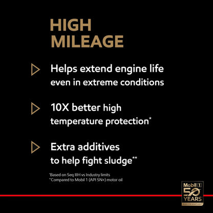 High Mileage Full Synthetic Motor Oil 10W-40, 5 Quart