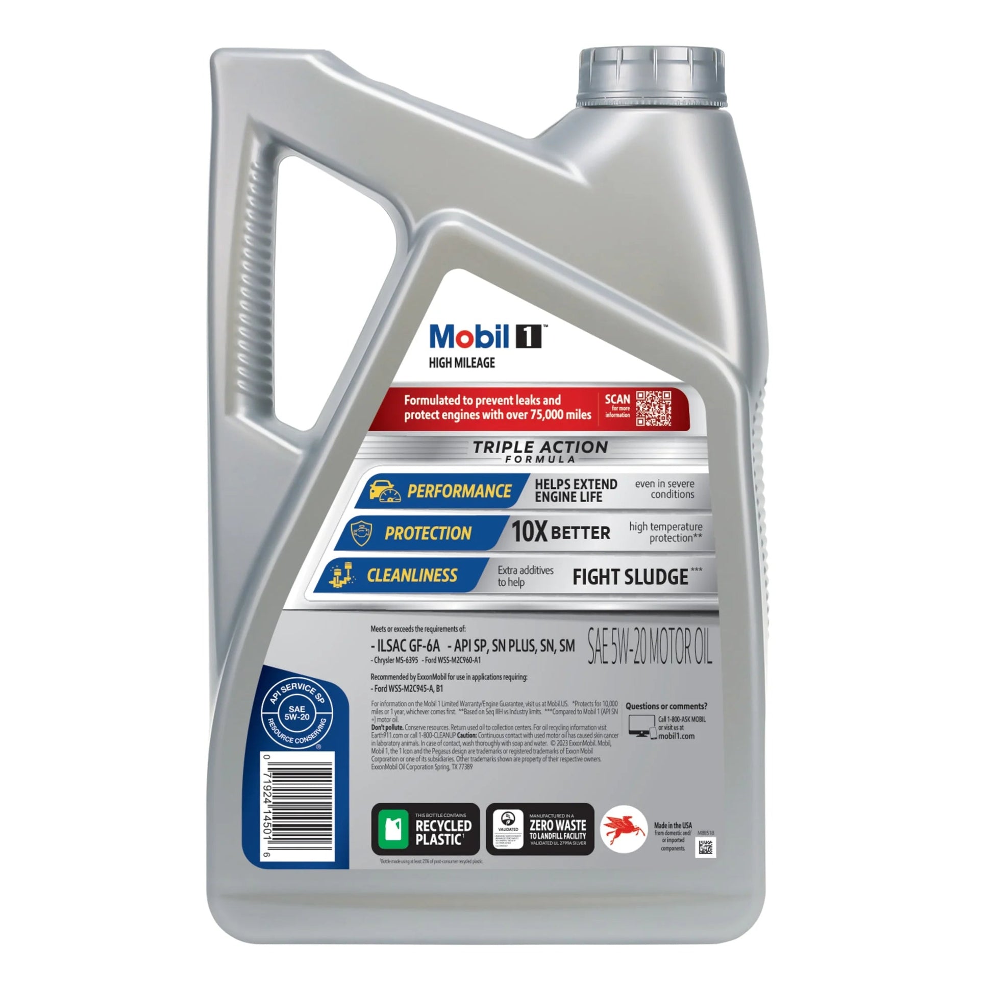 High Mileage Full Synthetic Motor Oil 5W-20, 5 Quart