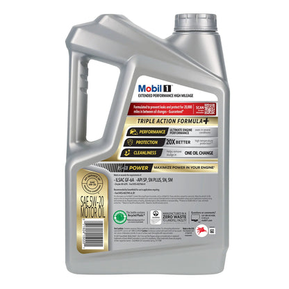 Extended Performance High Mileage Full Synthetic Motor Oil 5W-20, 5 Quart (3 Pack)