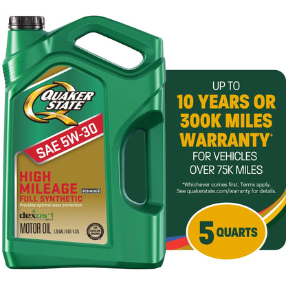 Full Synthetic High Mileage 5W-30 Motor Oil, 5 Quart