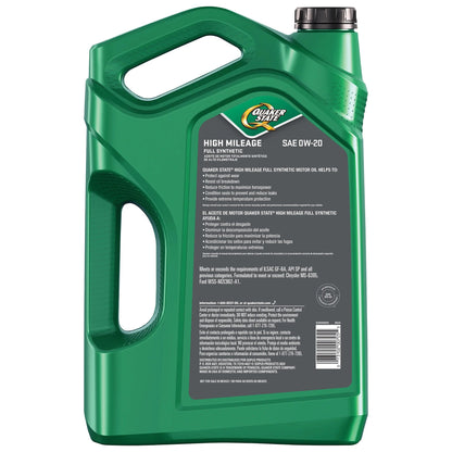 Full Synthetic High Mileage 0W-20 Motor Oil, 5 Quart