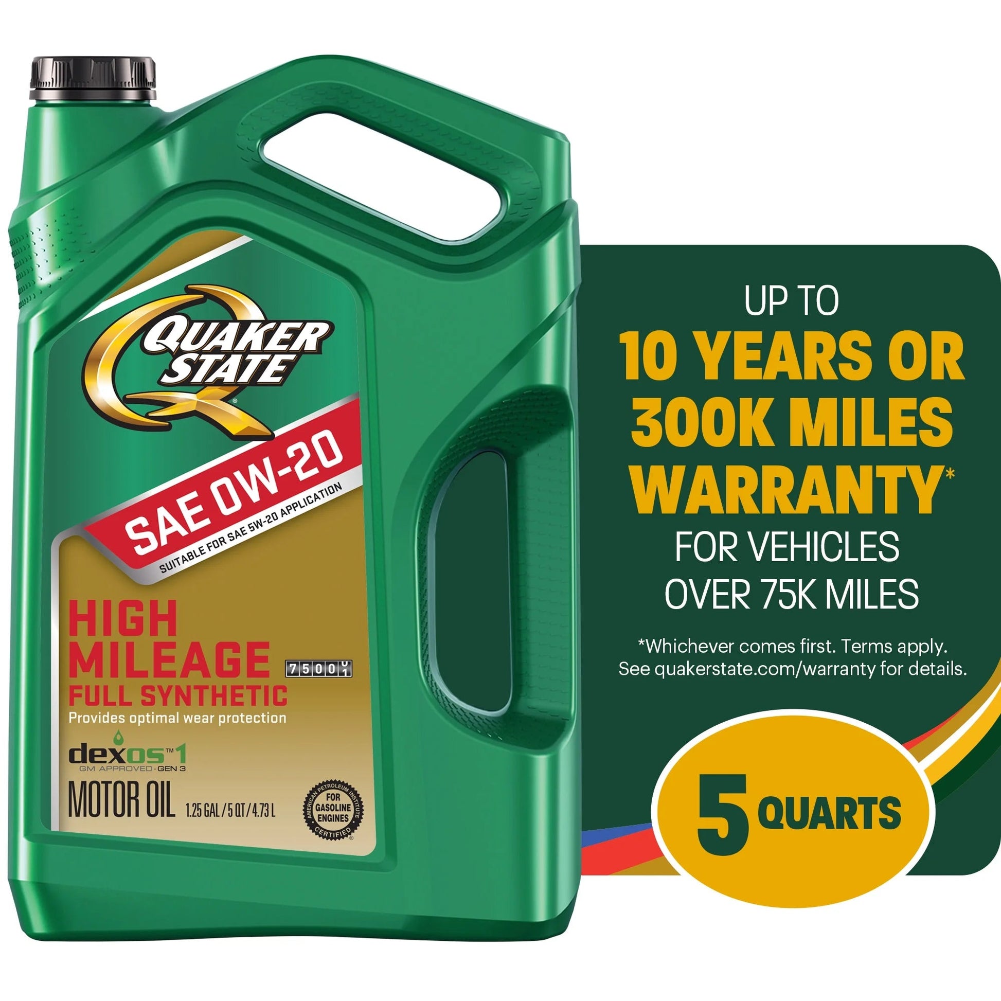 Full Synthetic High Mileage 0W-20 Motor Oil, 5 Quart