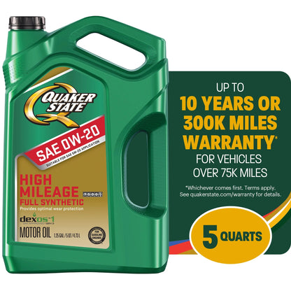 Full Synthetic High Mileage 0W-20 Motor Oil, 5 Quart