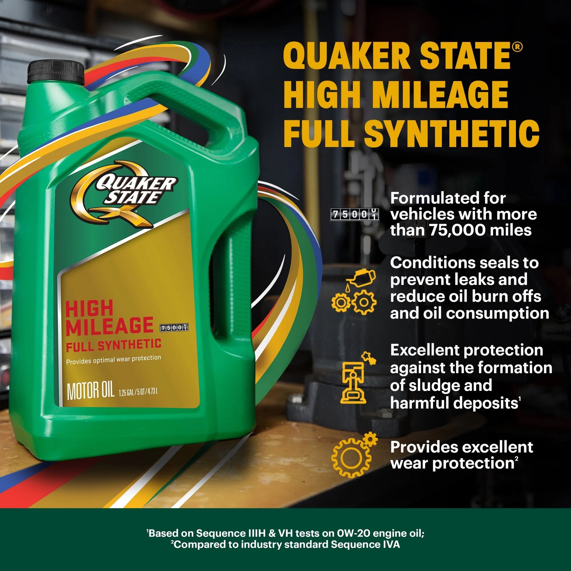 Full Synthetic High Mileage 10W-30 Motor Oil, 5 Quart