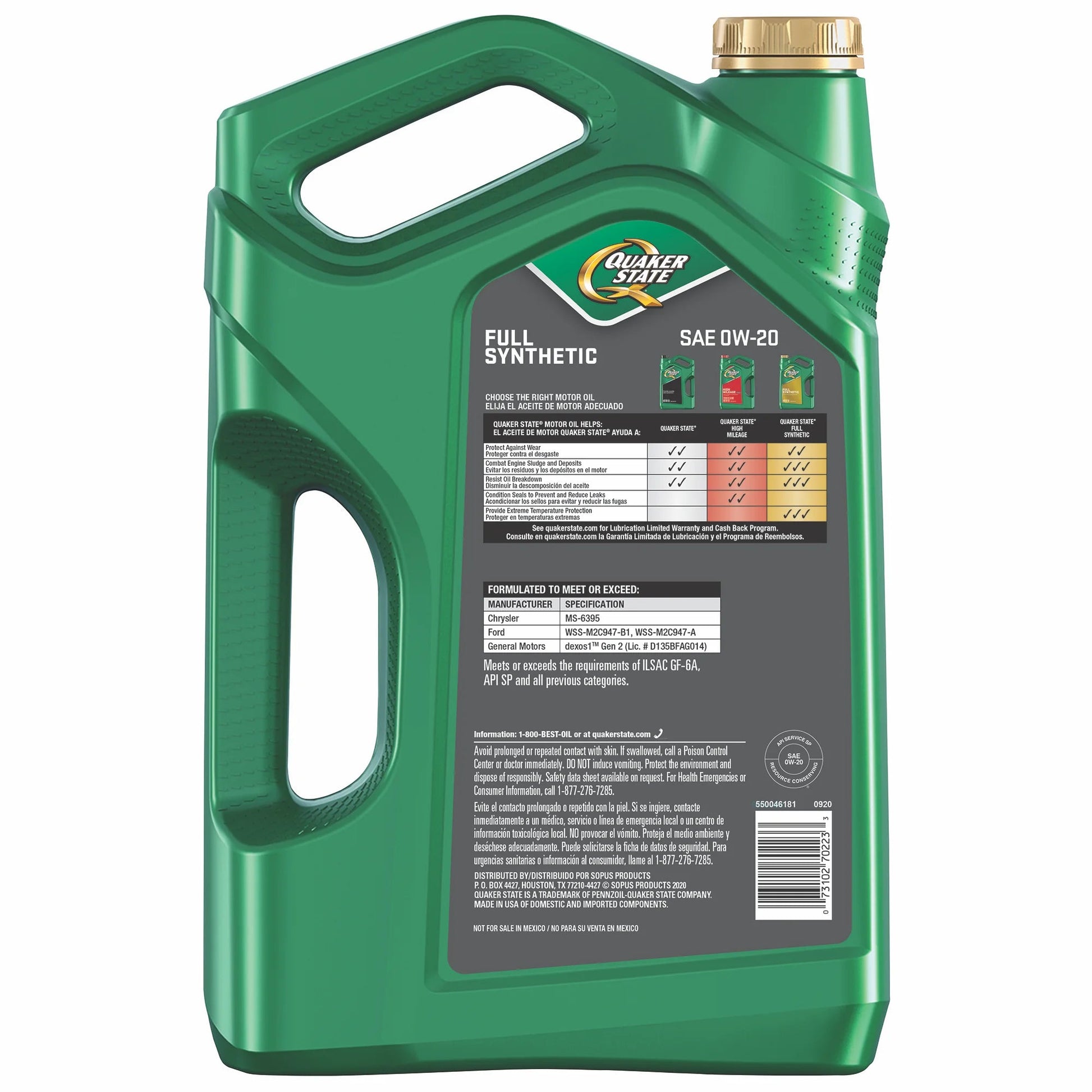 Full Synthetic 0W-20 Motor Oil, 5-Quart